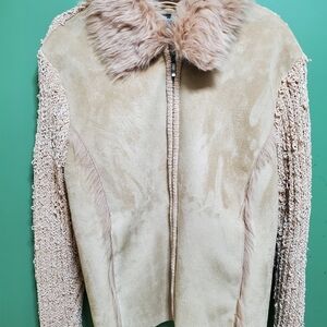 Montana West Beige Teddy Jacket with Faux Fur Collar